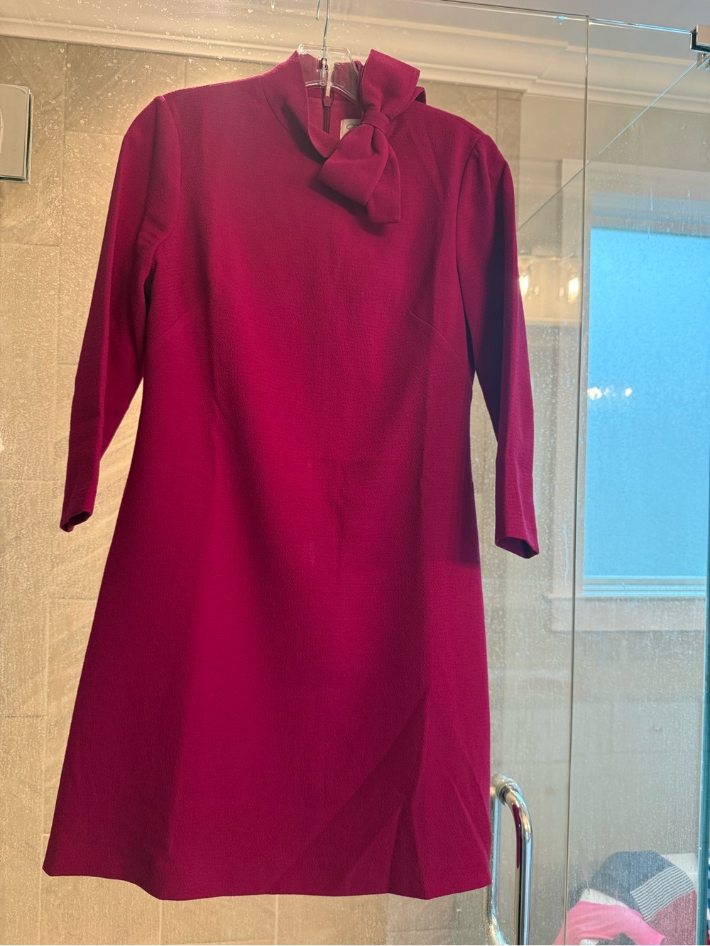 Eliza J Fuchsia Bow-Neck Shift Dress